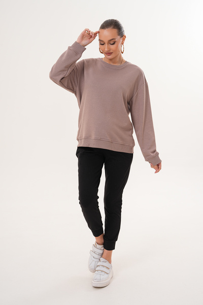 Miss Dünya Lissa Crew Neck 100% Cotton Maternity and Postpartum Basic Sweatshirt