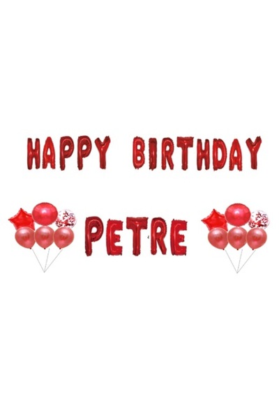 OEM Σετ μπαλονιών για γενέθλια «Petre», διακοσμητικό για τούρτα, κόκκινο, 35 ...