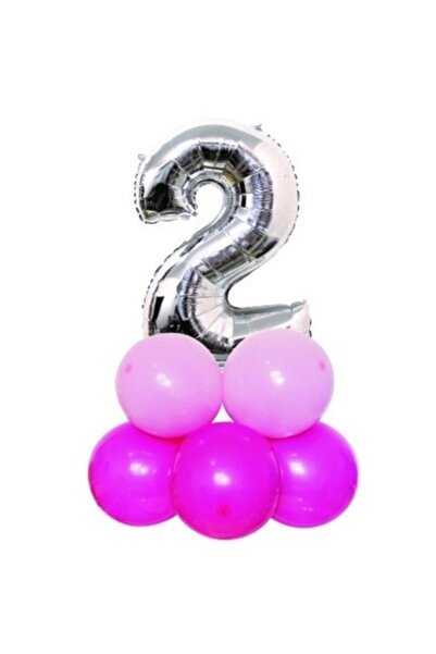 OEM Set Baloane Numărul 2, Argintiu și Roz, 85 cm