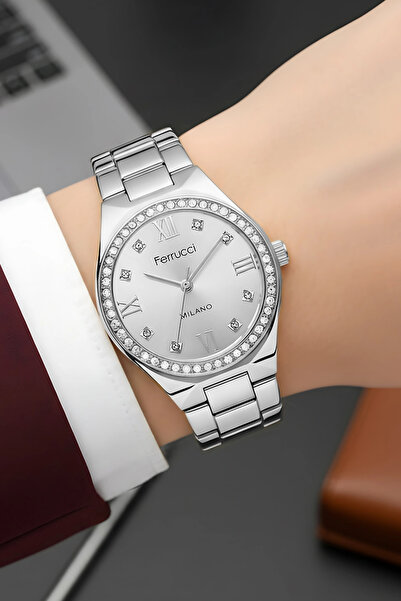 Ferrucci Steel Cord Steel Case Women Wrist Watch Silver Sdfer185