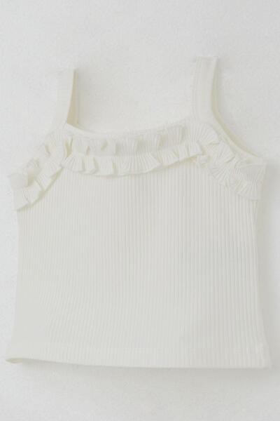 Breeze Κοριτσίστικο μπλουζάκι με λουράκια με λεπτομέρεια βολάν 8-14 ετών, εκρού