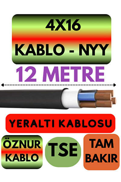 Avarson Öznur 4X16 NYY (Yeraltı Kablosu) Metre Seçenekli 12 METRE