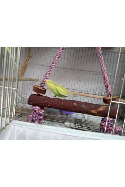 pet TÜM TÜRLERE UYGUN %100 DOĞAL MUHABBET KUŞU SALINCAK 31 CM+1 ADET İYOTLU E...