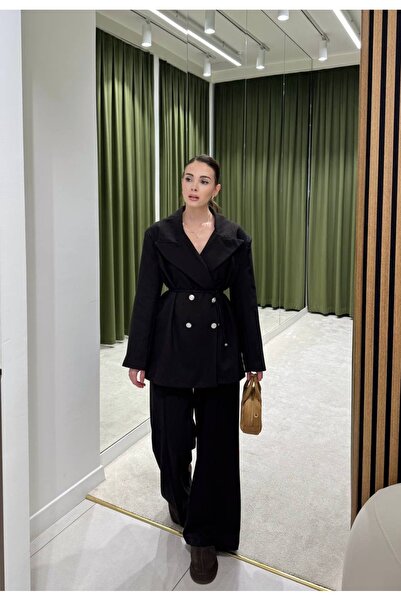 BZ BUTİK بأزرار على الجهتين مجموعة مع خطوط سيم - قهوة مريرة