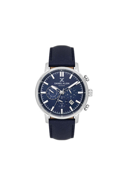 Daniel Klein Exclusive Blue Leather Watch for Men DK.1.14229-3