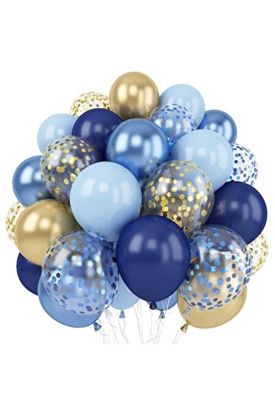 Mei Nai Er Set of 60 navy blue balloons, 30 cm, with 2 ribbons