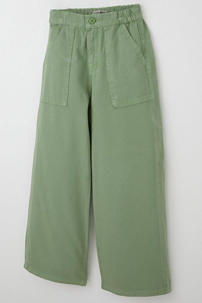 Breeze Girl's Gabardine Pants Wide Leg Elastic Waist 5-9 Years Old, Mint Green