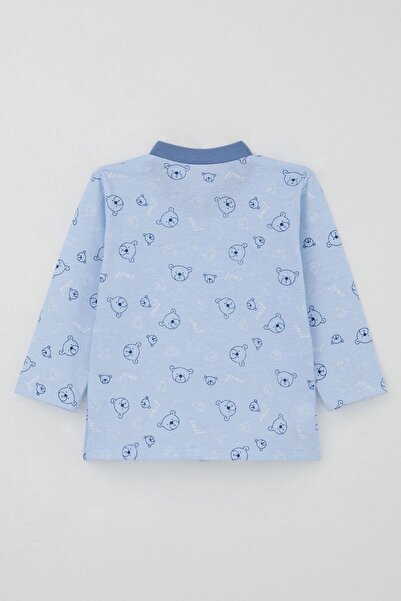 Breeze Baby Boy Pajama Set with Cute Teddy Bear Figure and Star Pattern, 4 Months-1 Year Old, Blue