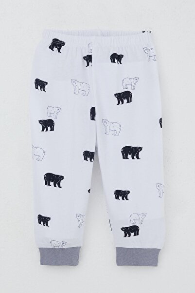 Breeze Baby Boy Tracksuit Set with Shoulder Patches, Cute Polar Bear Pattern, 4 Months-1 Year Old, White