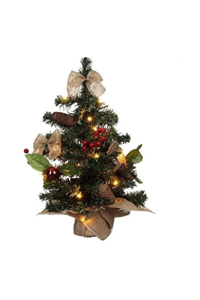 AB HOMES Brad de Crăciun decorativ de masă, 50 cm, 20 LED-uri, alimentat cu b...