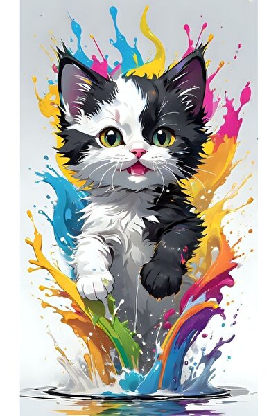 ALAYRA International لوحة فنية جدارية مؤطرة من قماش ملون لقطط صغيرة لطيفة - د...