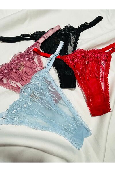 mendoza store Δαντελένια εσώρουχα με σχέδιο μαργαρίτα, συσκευασία 4 τεμαχίων