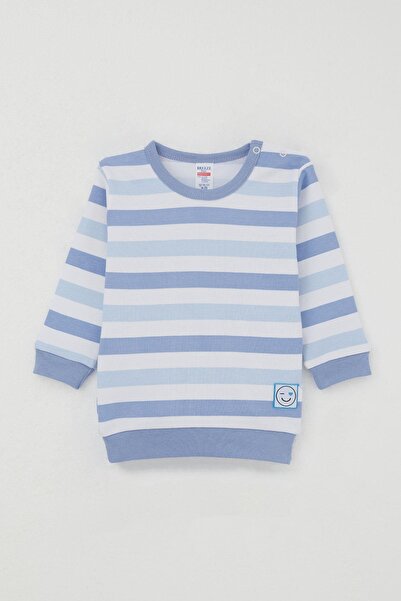 Breeze Baby Boy Pajama Set with Shoulder Patches, Love-Themed Emoji Emblem, 4 Months-1 Year, Mixed Colors