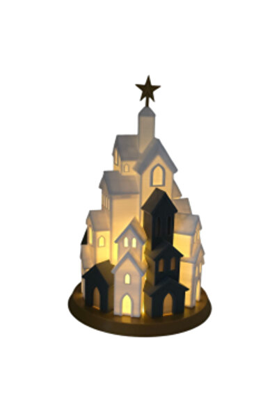 3DCrafting Brăduț Orășel cu lumină LED