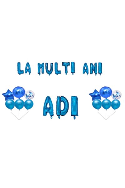 OEM Set baloane La mulți ani, Adi, decor tort, albastru, 35 buc