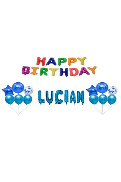 OEM Set baloane La mulți ani Lucian cu decor pentru tort, multicolor, 31 buc