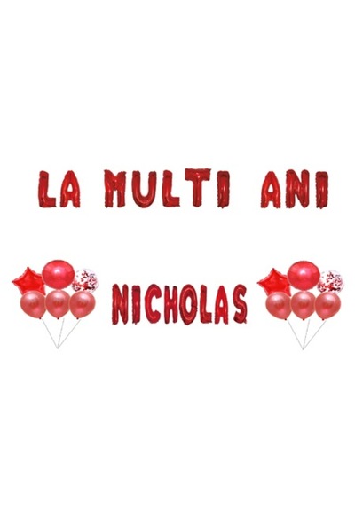 OEM Σετ μπαλονιών για γενέθλια Nicholas, διακοσμητικό για τούρτα, κόκκινο, 35...