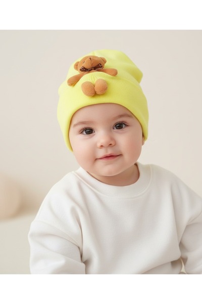 gigigiyim Unisex Baby Beanie with Furry Teddy Bear Detail