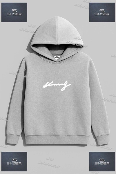 SS SİNSER Φούτερ Unisex "KING IMZA WHITE Sweatshirt " με στάμπα και κουκούλα