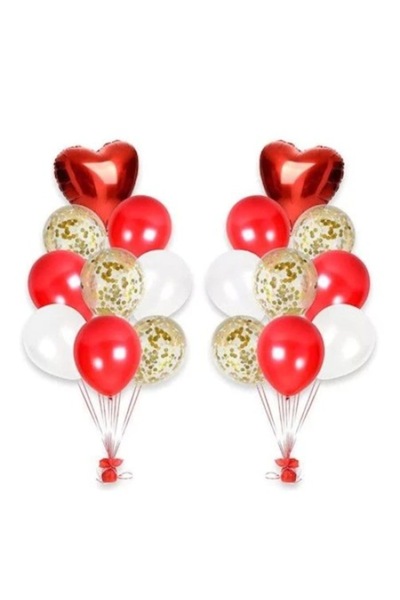 OEM Set of 20 Birthday Balloons, Red / Gold