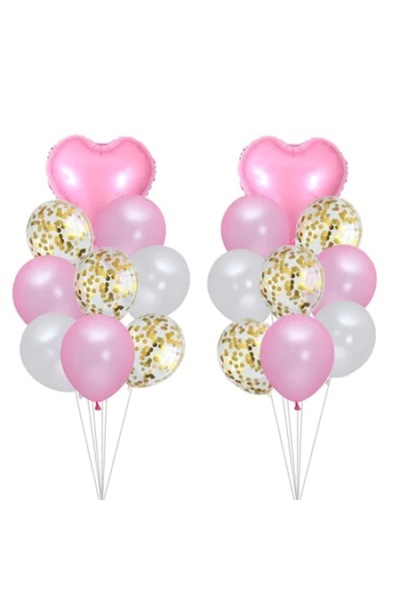 OEM Set de 20 de baloane de ziua de naștere, roz / auriu