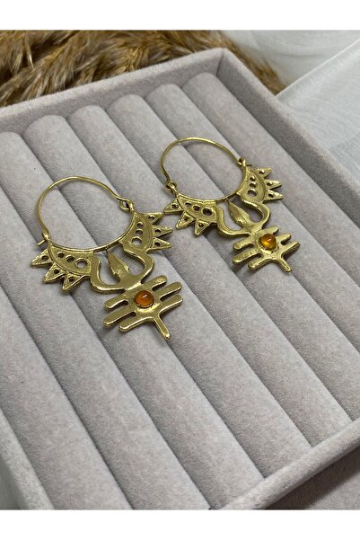 Kaan Accessoire 🔱   أقراط دائرية عرقية مع رمز اليوجا والتأمل