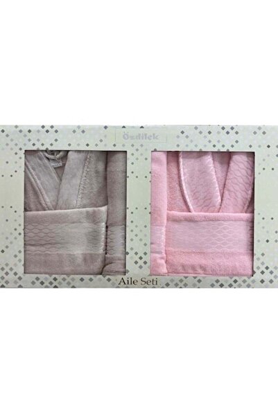 Özdilek Cotton Family Bathrobe Set-elissa Stone Powder