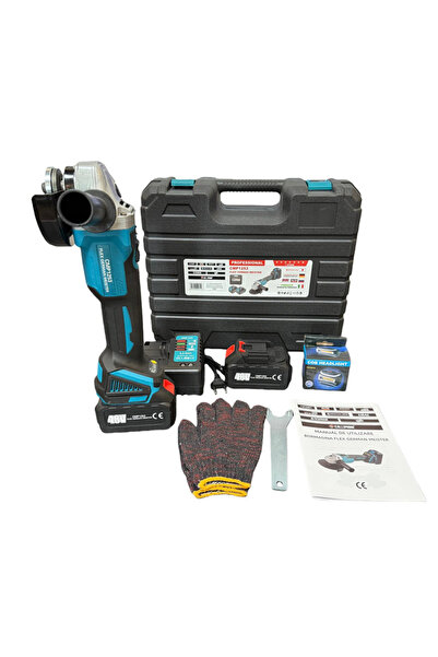 Campion Polizor unghiular CMP de 125 mm cu 2 baterii de 48V EXTRA+ set lanternă frontală și mănuși
