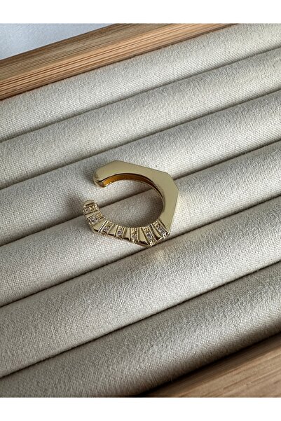 ringbox Marka Taşlı Kare Kıkırdak Küpe Earcuff