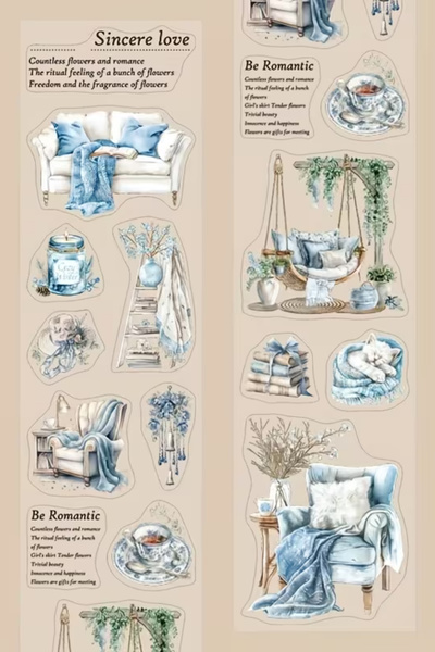 Kolbi Craft 13 قطعة من الملصقات ذات الطابع المنزلي باللون الأزرق الشفاف، ملصق...