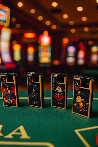 melmus İskambil Desenli Turbo Pürmüz Alevli Metal Gazlı Çakmak – Ace Serisi