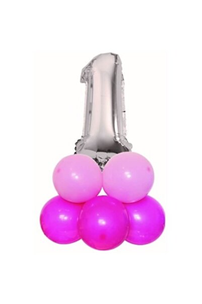 OEM Number 1 Balloon Set, Silver and Pink, 85 cm