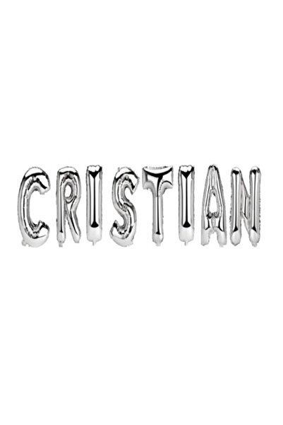OEM Balloon set with name "Cristian", Silver, 40 cm