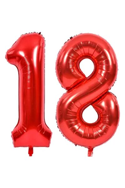 OEM Balon folie cu tematică de piatră, numărul 18, roșu, 100 cm