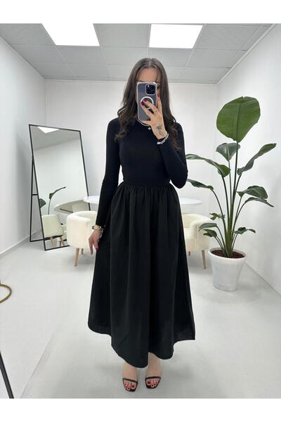 e butiğim Balon Etek Beli Lastikli Elbise