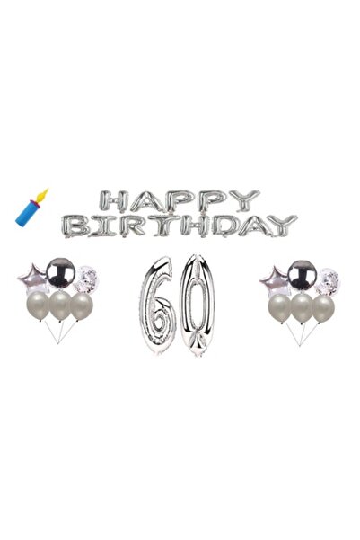 OEM Set baloane aniversare 60 de ani decor tort argintiu La mulți ani 30 buc