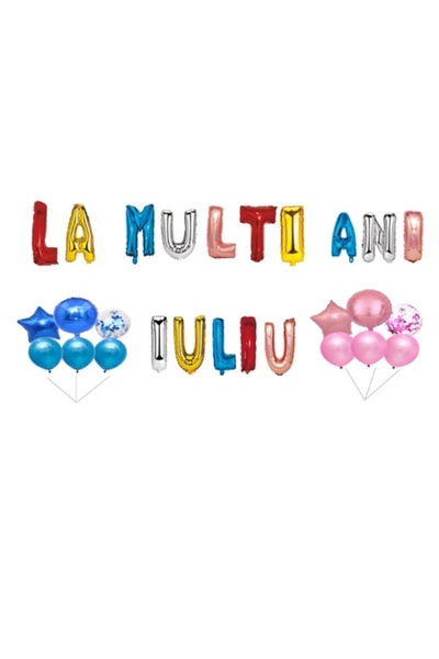 OEM Set baloane „La mulți ani, Iuliu”, decor tort, multicolor, 35 buc