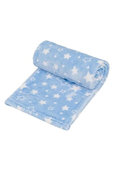 OEM Velvety baby blanket, warm and soft, 75x100 cm, blue with white stars