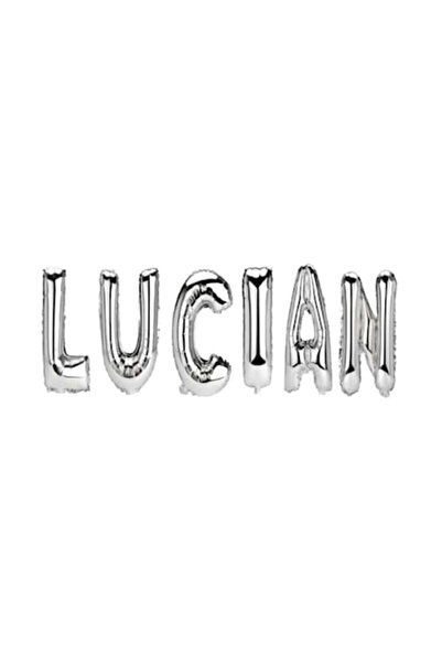 OEM Set baloane cu nume „Lucian”, argintii, 40 cm