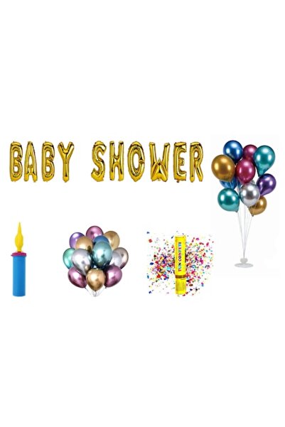 OEM Baby Shower Balloon Set, Cake Topper Gift, 70 pcs, Gold