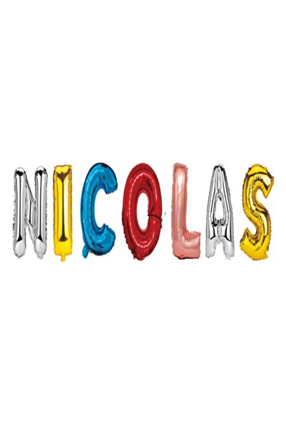 OEM Set baloane cu numele „Nicolas”, multicolore, 40 cm