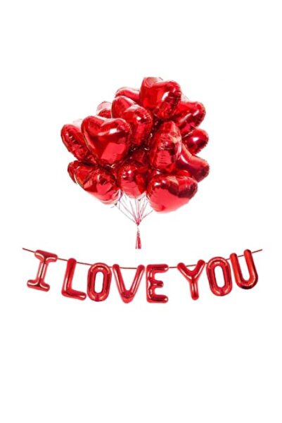 OEM Set of 13 Valentine's Day "I LOVE YOU" Heart Balloons, Red