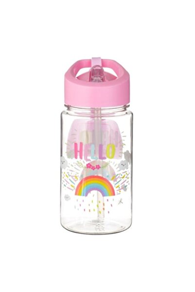 OEM Pop-Up Water Bottle 440ml Multicolor with Ring Handle, BPA-Free (Pink Rainbow)