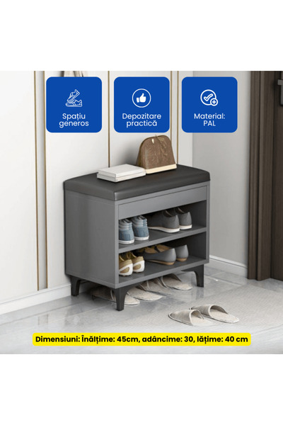 OferteTop Elegant Bench with Storage Space and Shelves for Shoe Organization