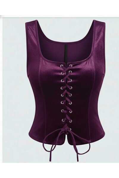 guawwi Kadın bohem retro Vintage Kadife Yelek