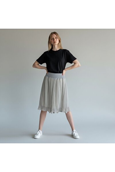 DLC Tekstil Below-The-Knee Pleated Chiffon Skirt