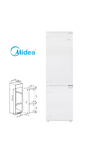 Midea ثلاجة مدمجة 6.4 قدم مكعب، فريزر سفلي، لون أبيض