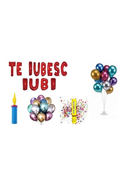 OEM Set de baloane „Te iubesc, dragă” cu decor pentru tort, 73 buc, roșii