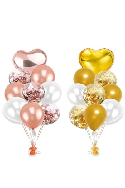 OEM Bouquet of 20 Birthday Balloons, Rose Gold / Gold