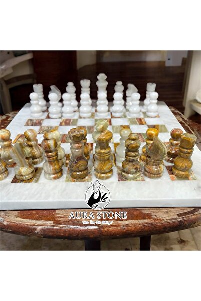 AURA STONE ♟️ Zeka ve Zarafetin Buluşması: Lüks Oniks Taşlı Satranç Takımı Ye...